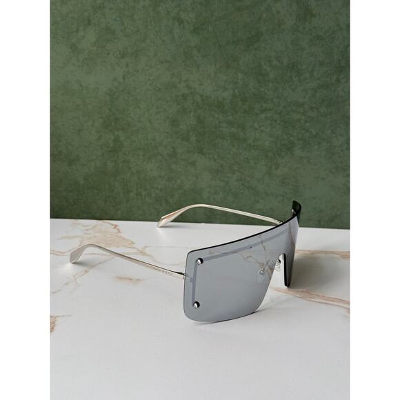 NEW Alexander McQueen AM0412S Silver Mirror Mask Sunglasses main image 7